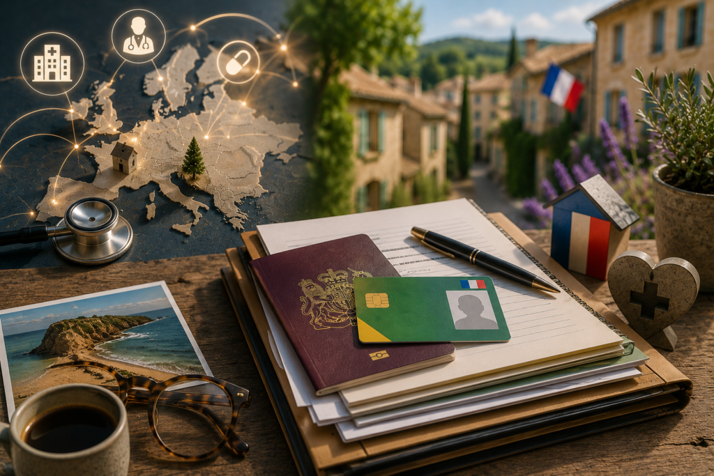 Healthcare protection and supplementary health insurance concept for retirees living in France with S1 healthcare cover
