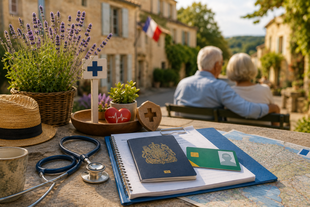 Conceptual illustration of supplementary health insurance and healthcare protection for S1 holders living in France